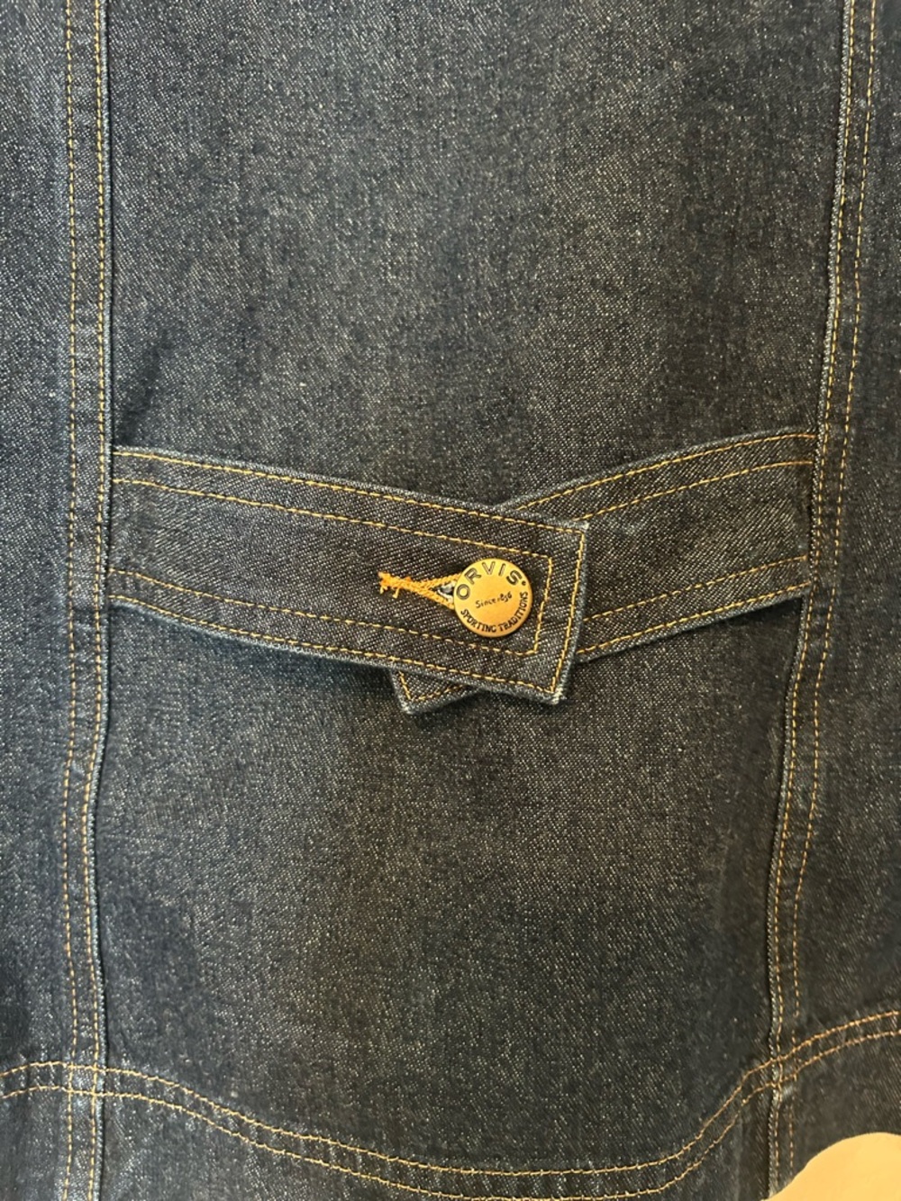 Orvis Dark Wash Denim Jacket Button Front Tailored Classic Jean Jacket Small - Picture 8 of 8